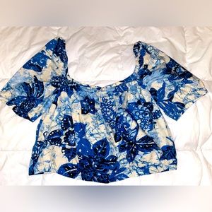 Floral navy blue crop top